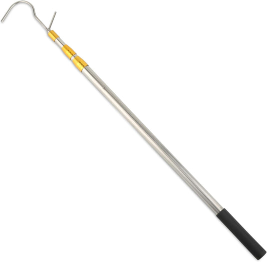 Clothes Hook Rod, 27-62 Inch Long Telescopic Rod, Stainless Steel, S-Shaped Hook, Tension Mounted