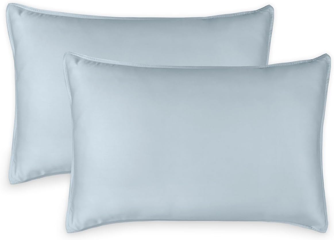 King Pillowcases by Pure Bamboo, Genuine 100% Organic Viscose Derived from Bamboo, Luxuriously Soft & Cooling, Double Stitching, Envelope Closure (2 King Pillowcases, Glacier)