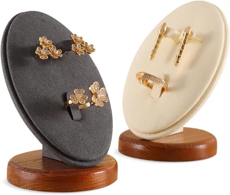 Ring Holder, Small Jewelry Stand,Wooden Earring Holder,Premium Ring Display,Luxury Earring Stand,Grey Jewelry Display for Vendor