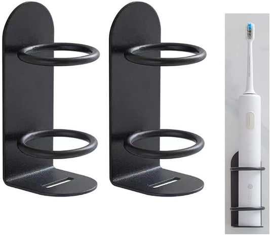 Mighty Eco-Friendly Wall Toothbrush Holder for Bathroom - No Drilling, 2Pack (Black)