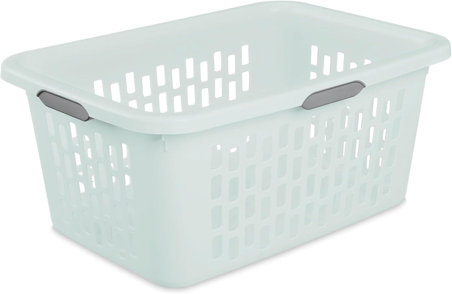 Sterilite Laundry Basket, Plastic Clothes Hamper, Large Rectangle Bin with Comfort Grip Handles and Reinforced Rim, 2 Bushel Capacity, Mint, 18 Pack