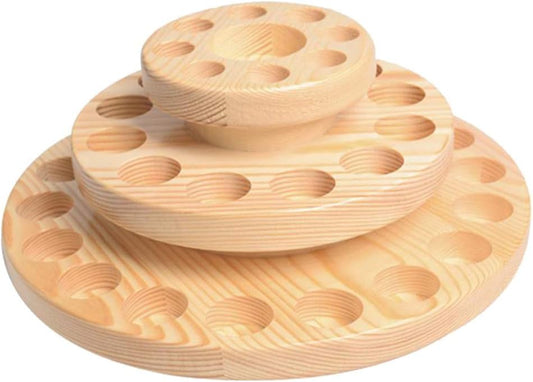 Hapivida Wooden Essential Oil Display Stand, 3-Tier 39 Slots Essential Oil Storage Box Round Rotating Case Holder Organizer Tray Essential Oil Bottle Holder Diffuser Holder Turntable