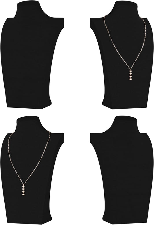 Necklace Bust Display Stand, Necklace Holder, Pendant Chain Necklace Organizer for Women (Black Velvet, L 4PCS)