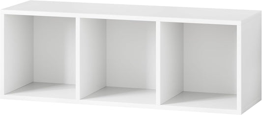 IOTXY DIY Modular Cube Bookcase - CubeXY Customizable Stackable Expandable Basic Shelving Units, 3-Cube Wooden Open Bookshelf for Fabric Storage Bin Organizer, White