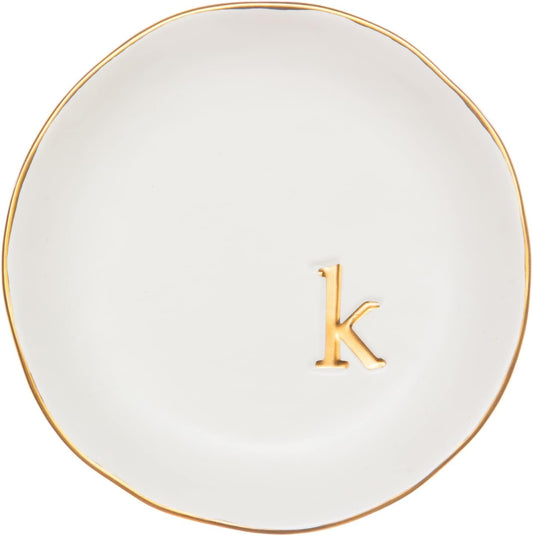 COLLECTIVE HOME - Ceramic Jewelry Tray, Decorative Trinket Dish for Rings Earrings Necklaces Bracelet Watch Keys, Birthday Mother's Day Christmas Gift for Women, 4.75", White Surface (K)