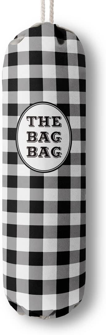 Black White Buffalo Check Plaid Grocery Bags Holder Organizer For Shopping Bags，Wall Mount Plastic Bags Storage Container Dispensers, Kitchen Housewarming Gifts For Women Family Friends Grandma Mom