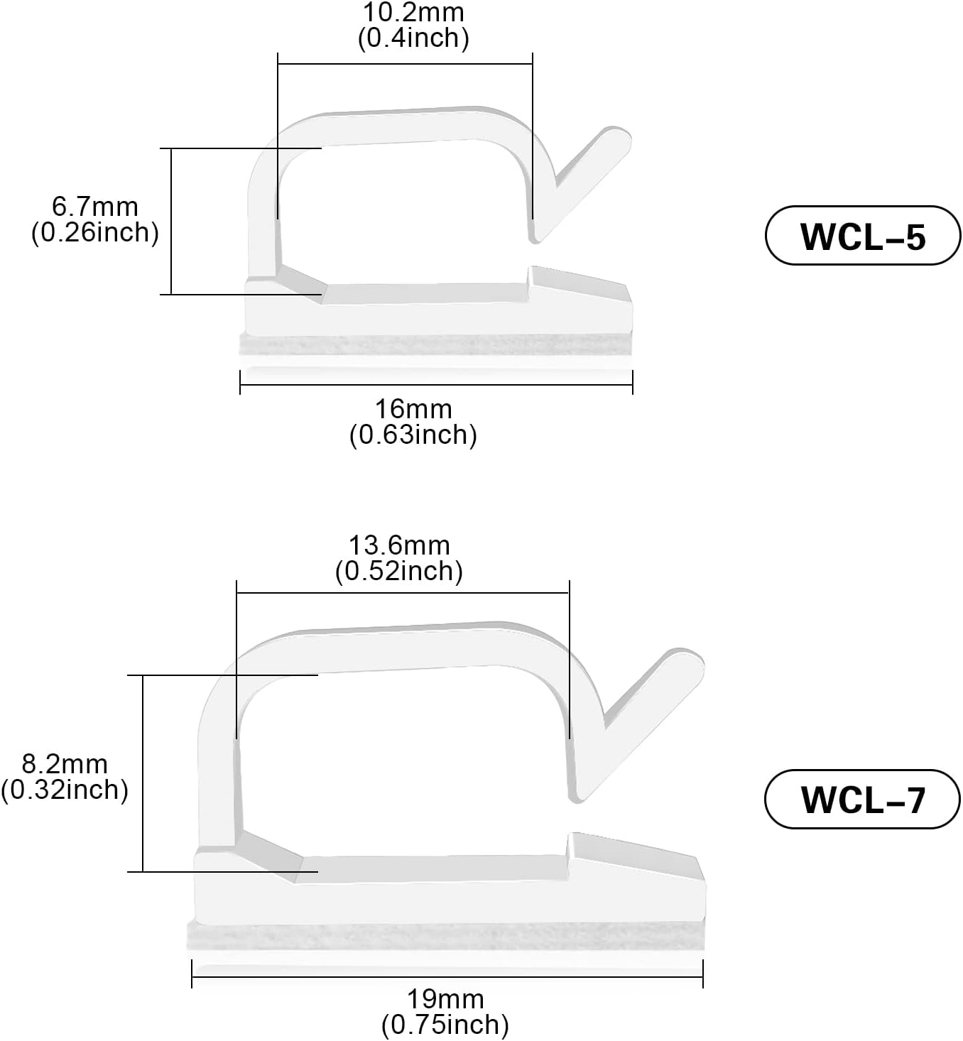 XHF 5/8” Adhesive Cord Clips White 60pcs, Outdoor Christmas Light Clips, Cable Management Staples for Under Desk, Car, Wall, TV, PC, Ethernet