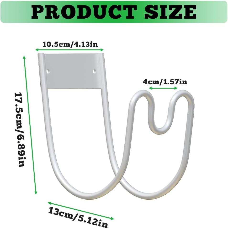 Metal Garden Hose Holder - Wall Mounted Garden Hose Hook, Hose Hanger Heavy Duty for Water Hose Extension Cords Vacuum Hose,Rust Proof (White)
