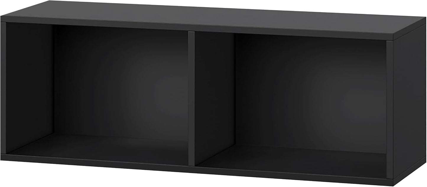 IOTXY DIY Modular Cube Bookcase - CubeXY Customizable Stackable Expandable Basic Shelving Units, 2-Cube Wooden Open Bookshelf for Miscellaneous Storage Organizer, Black
