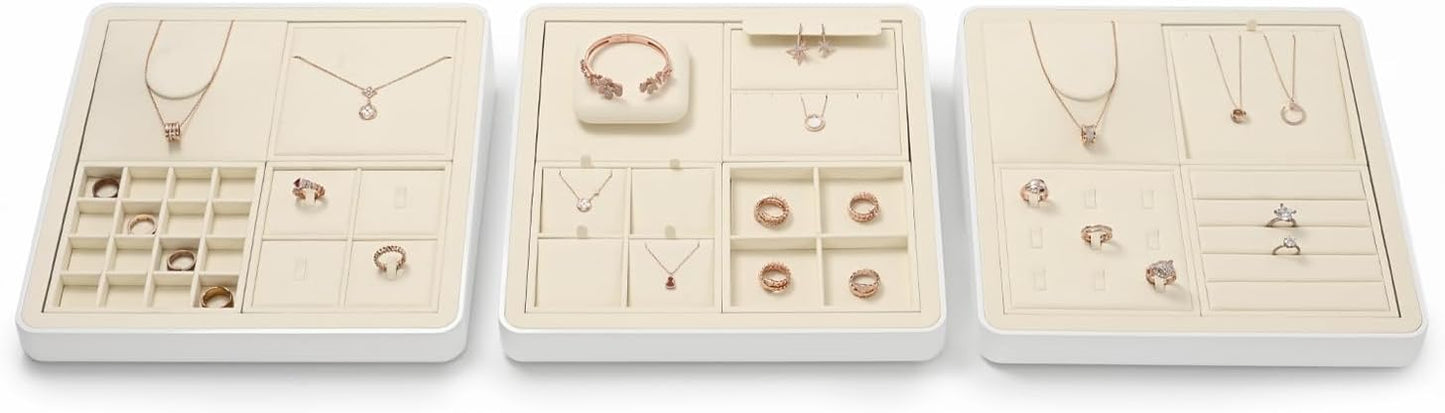 Oirlv Microfiber Jewelry Display Tray Necklace Display Stand Necklace Holder(Beige)