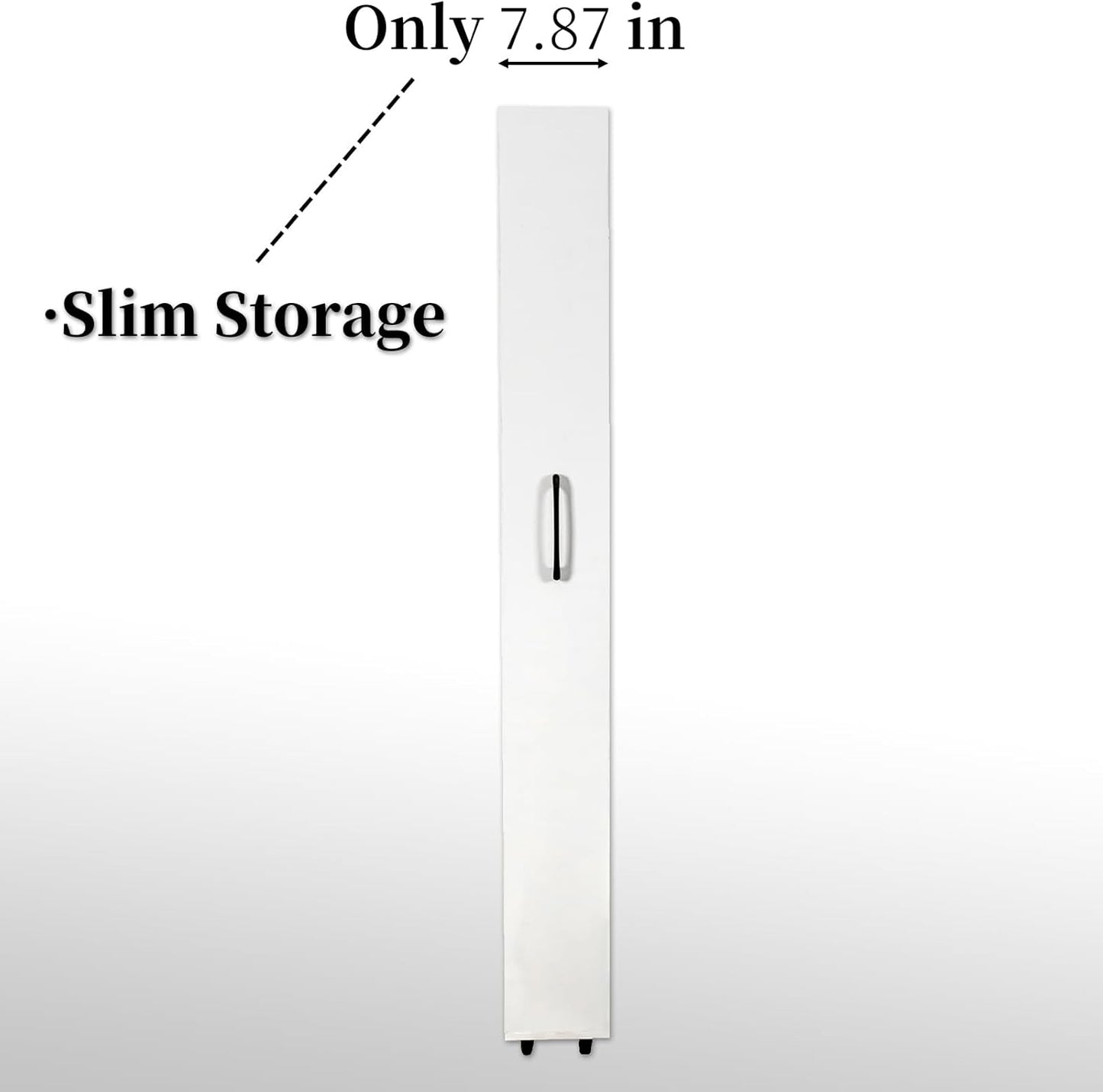 JOYSOURCE Slim Pull-Out Kitchen Cart with 7 Tiers, Narrow Rolling Storage Cabinet for Next to Fridge, Tall 7-Tier Organizer Rack with Black Handles & Wheels White