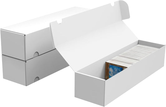 Trading Card Storage Box, 3-Pack 1100 Count White Corrugated Cardboard Bulk Sports Storage Box for TCG/Magic/Mtg Basketball Cards, Collectible Trading Cards
