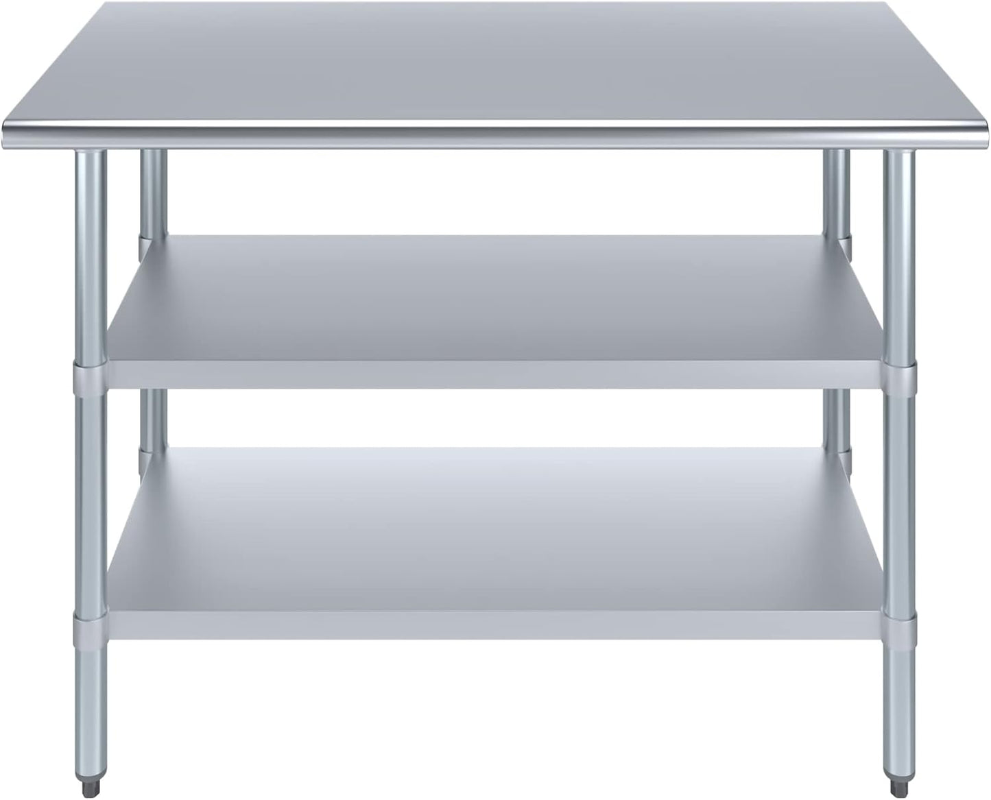 AmGood Stainless Steel Work Table with 2 Shelves | NSF | Metal Utility Table (48" Long x 24" Deep)