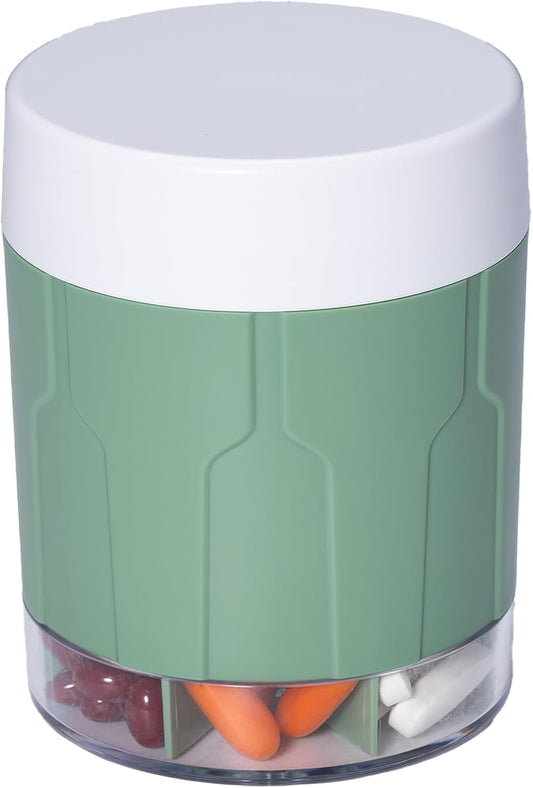 Betife Extra Large Supplement Organizer,Weekly Pill Organizer Bottle, Daily Pill Dispenser with 7 Large Compartments, Organizer to Hold 7 Day Vitamin Medication,21 Labels and a Cleaning Brush（Green）