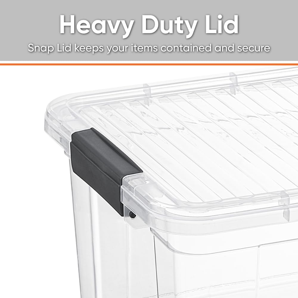 Superio Storage Bins with Lids, Clear Plastic Containers for Organizing, Stackable Totes, BPA Free, Odor Free, Organizer Boxes for Home, and Dorm (6 Pack, 36 Qt)