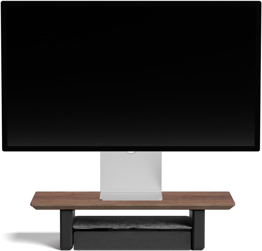Raico Desk Cockpit Shelf Monitor Stand System Dual Screen Setup Wood Large Desk Accessory Organizer Unit (Walnut, Small | 18.8 Inches)