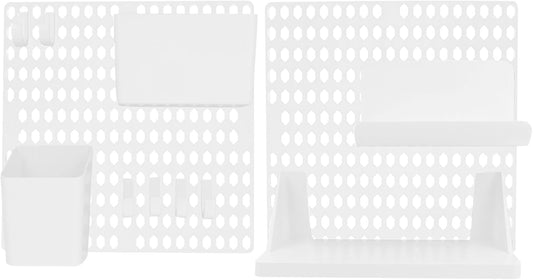 Wall Pegboard Storage Shelf White Plastic Organizer Rack for Hanging Wall Storage DIY Combination Holder for Keys Towels Toothbrushes Mini Pots