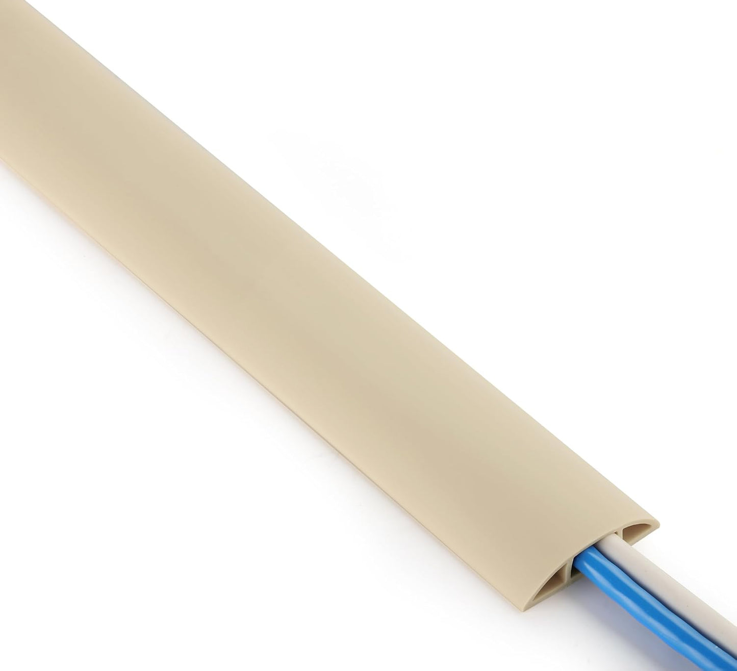 ZhiYo 5.6ft Cord Covers for Wires on Floor, Cord Hider Floor Hide Extension Cords, Soft PVC Cable Cover Cable Protector, Wire Cavity W0.62in H0.31in, Beige