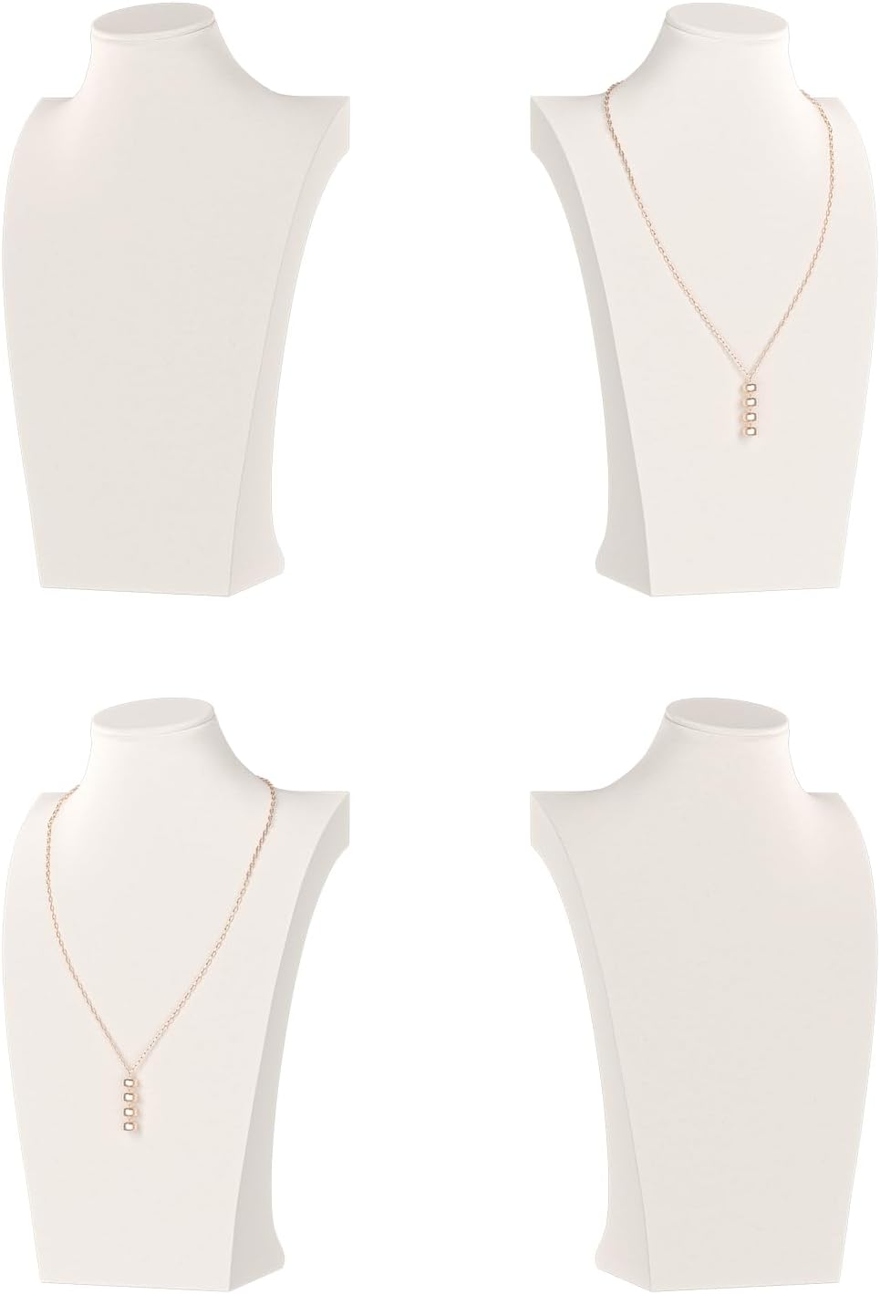 Necklace Bust Display Stand, Necklace Holder, Pendant Chain Necklace Organizer for Women (Beige Velvet, L 4PCS)