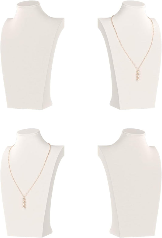 Necklace Bust Display Stand, Necklace Holder, Pendant Chain Necklace Organizer for Women (Beige Velvet, L 4PCS)