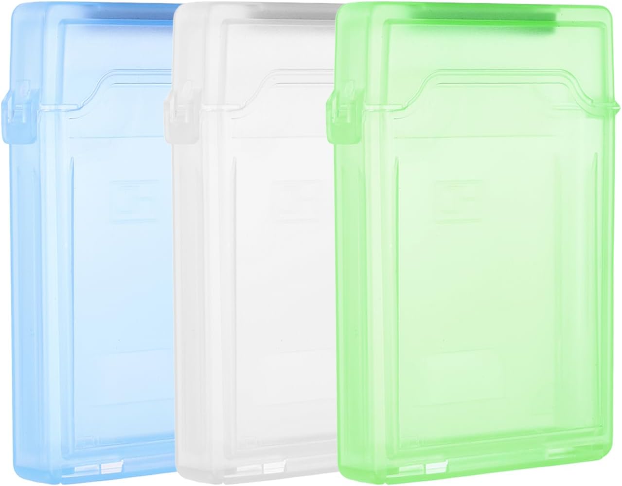 PATIKIL 4.5" x 3.2" Hard Drive Disk Case, 1Set Plastic Hard Disk Storage Box Portable Anti-Static Case for 2.5" External SSD HDD, White/Green/Blue