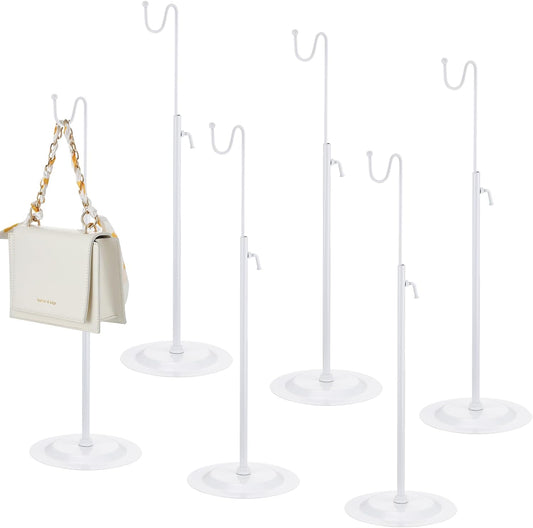 Therwen 6 Pcs Bag Display Stands Purse Display Stand Adjustable Height Handbag Holder for Home Boutique Store Counter Retail(White)