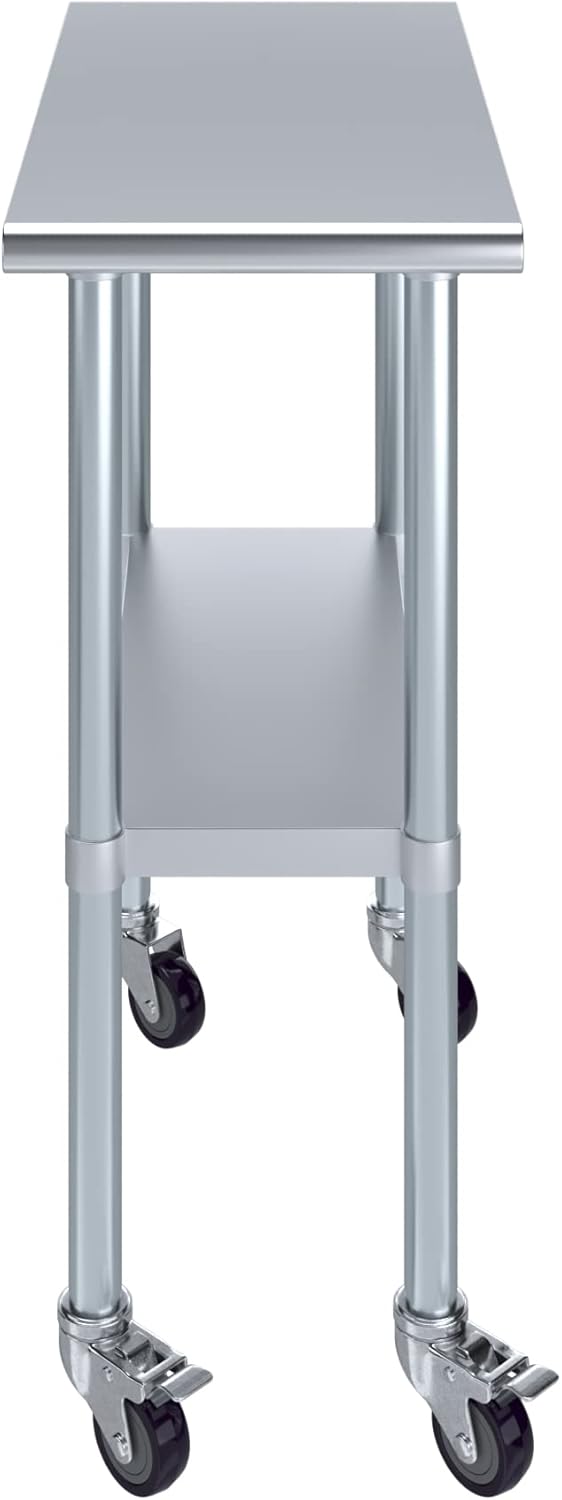 AmGood 15" Long x 30" Deep Stainless Steel Table with Casters