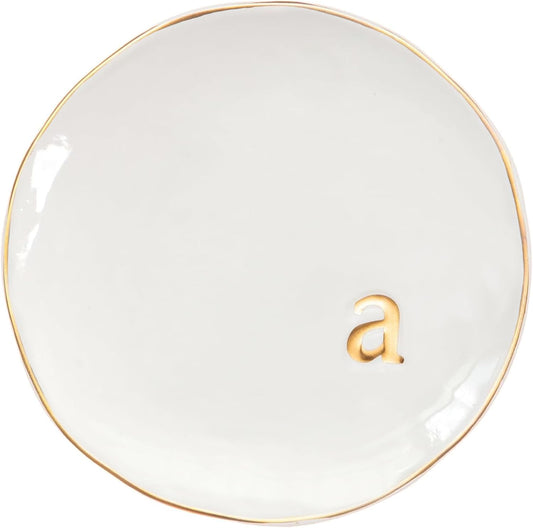 COLLECTIVE HOME - Ceramic Jewelry Tray, Decorative Trinket Dish for Rings Earrings Necklaces Bracelet Watch Keys, Birthday Mother's Day Christmas Gift for Women, 4.75", Glossy (a)