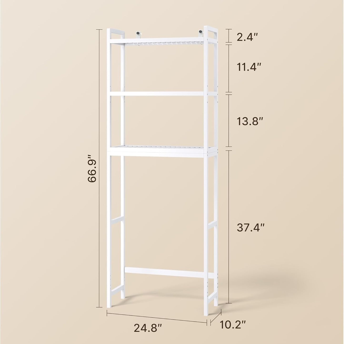 Gizoon 3 Tier Over The Toilet Storage Cabinet, Bamboo Bathroom Over Toilet Storage with Adjustable Shelves，Space-Saving Freestanding Shelves, 10.24"D x 24.8"W x 66.93"H, for Bathroom, Laundry Rooms