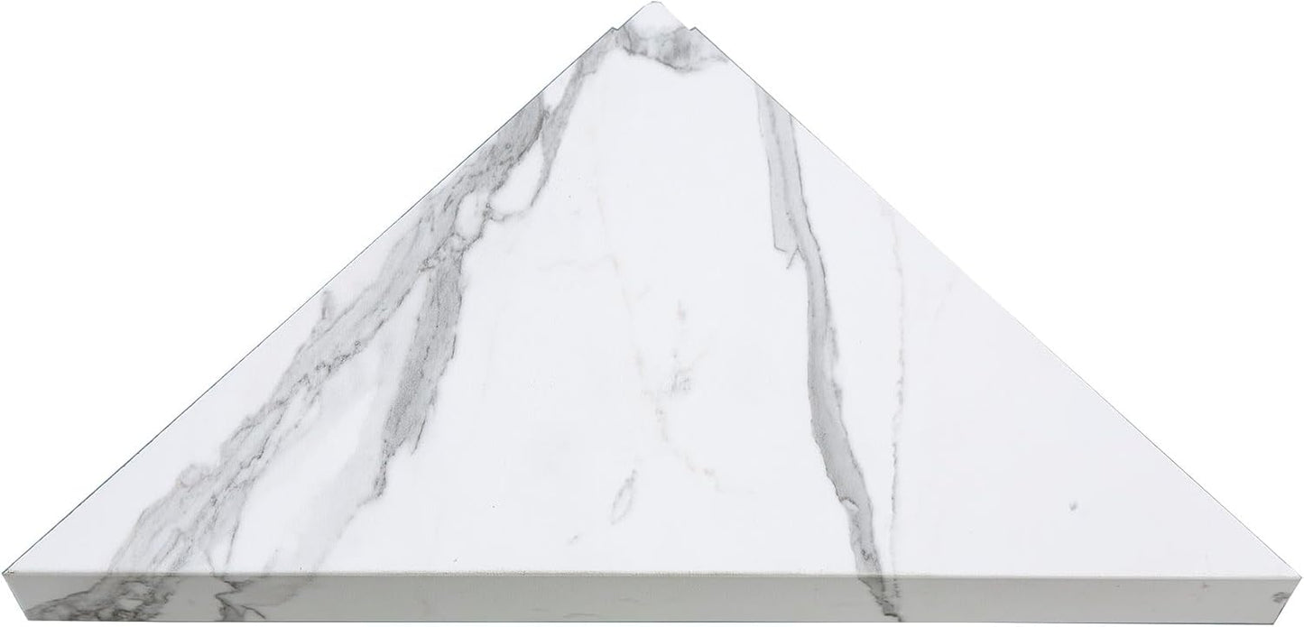 Palisade Vinyl Waterproof Corner Shower Shelf in Carrara Marble/Urban Glacier