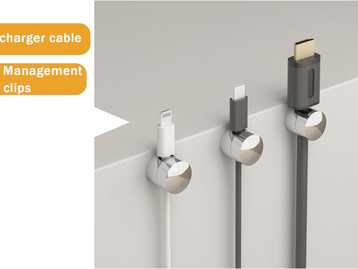 6 Sets Charger Cord Holder, Silver Metal Adhesive Cable Management Clips,Adjustable Cable Anchor Holders,Wire Organizer for Desk, Wall, Home, Office