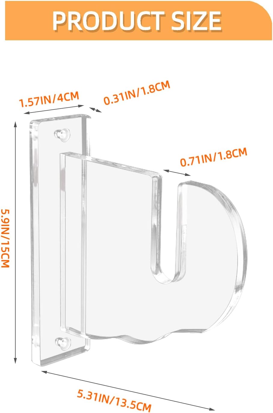 BiJun Skateboard Wall Mount, Snowboard Wall Mount Display, Acrylic Horizontal Skateboards Rack, Skateboard Storage Hanger (Transparent)