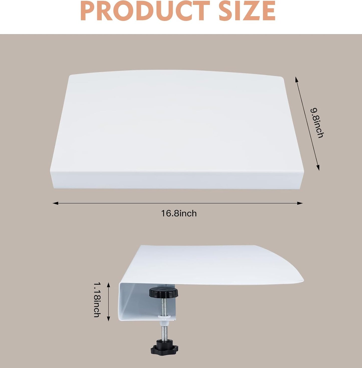 17 inch Corner Desk Connector Platform for Mounting Under-Desk Keyboard Trays on L-Shaped Workstations,Platform Extender Attachment (White)