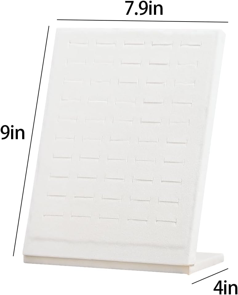 50 Slots Rings Display Stand, Ring Organizer Holder Stand for Selling, Ring Jewelry Pad Showcase Storage Tray for Home or Shop Sell Show (Beige 1PC)