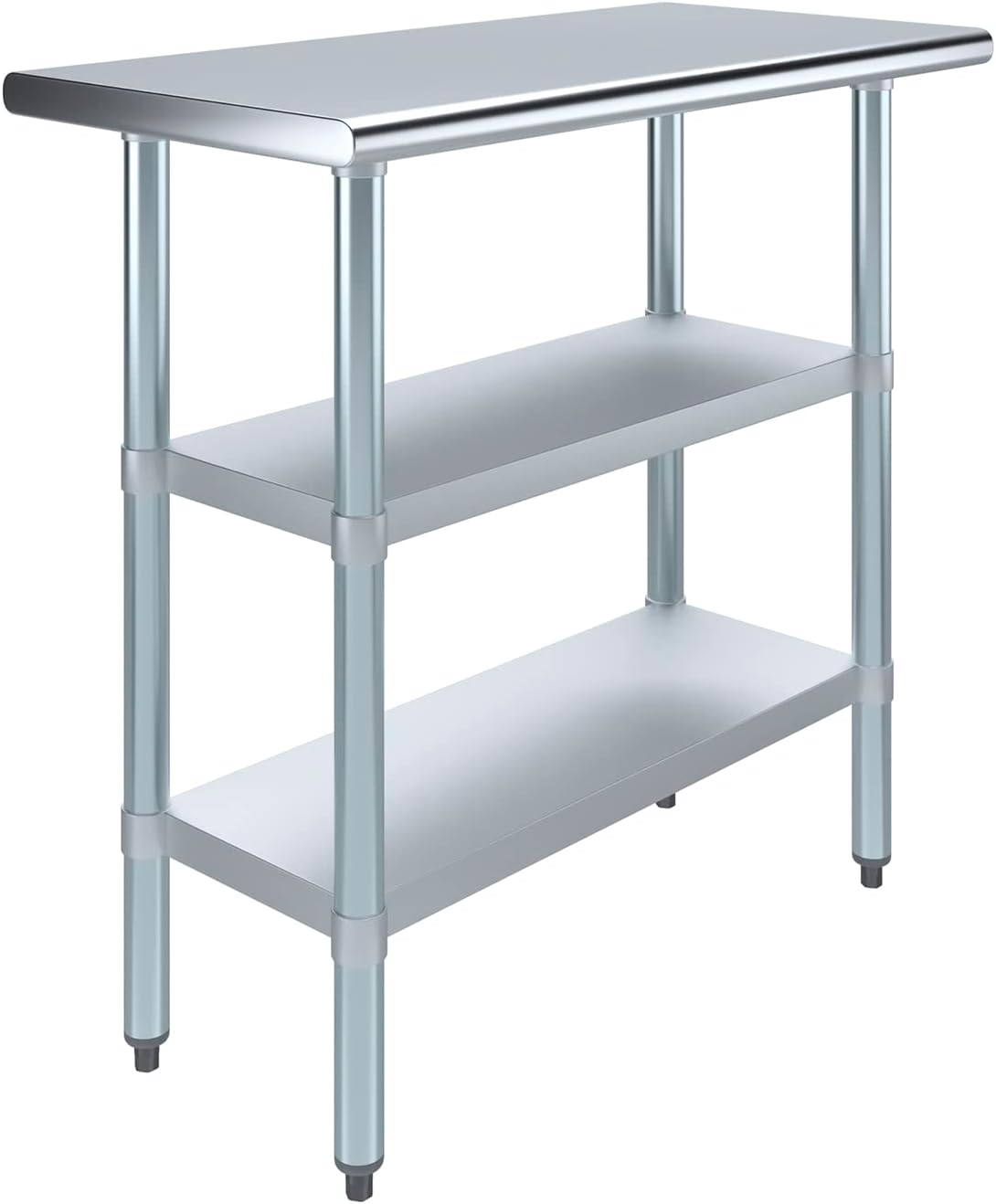 AmGood Stainless Steel Work Table with 2 Shelves | NSF | Metal Utility Table (36" Long x 18" Deep)