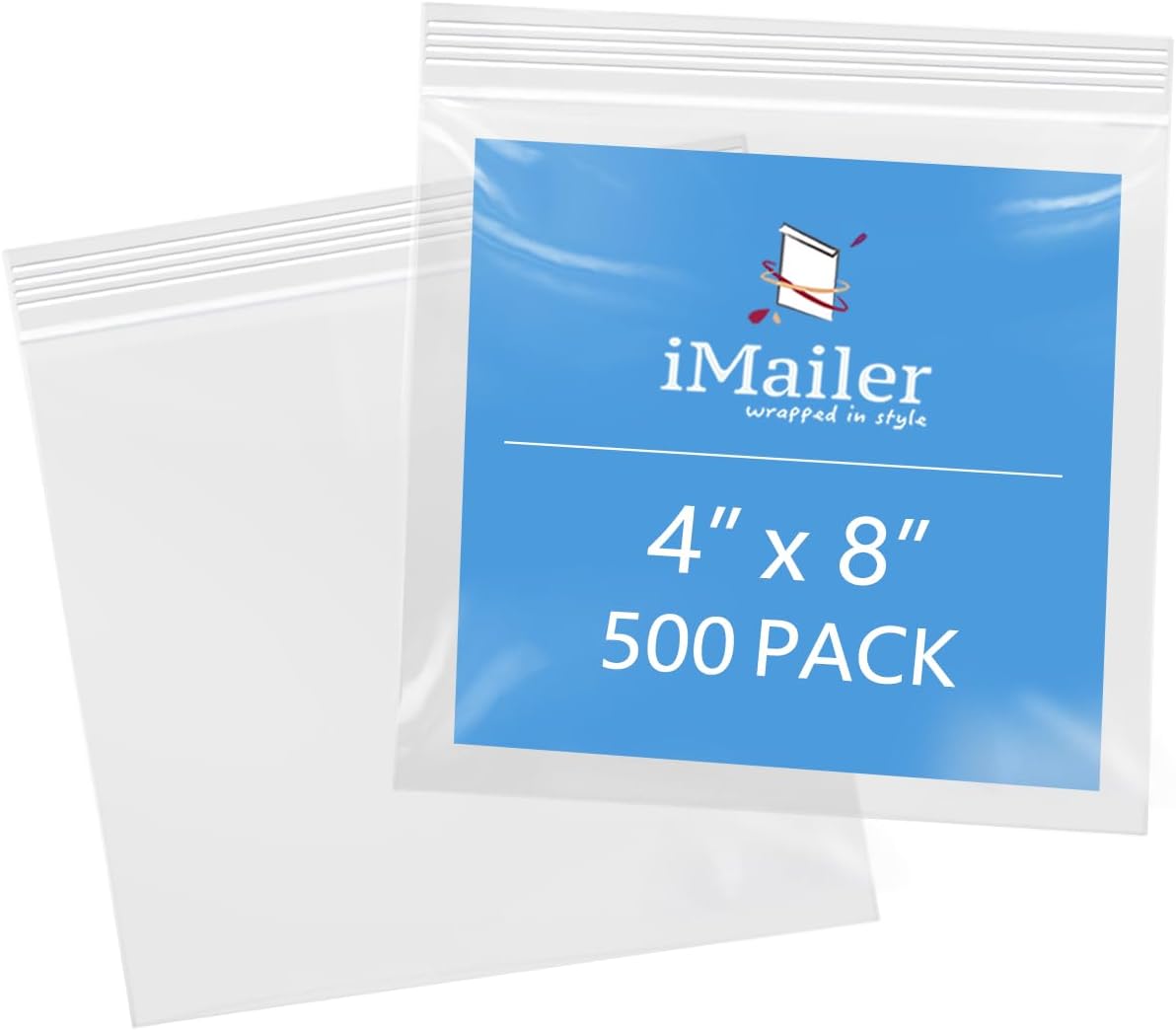 iMailer - 4" x 8" 500 Pack- 2 Mil Resealable Zip Bags- Small Clear Plastic Bags for Storage, Organizing, Crafts, Snacks, Jewelry, Hardware
