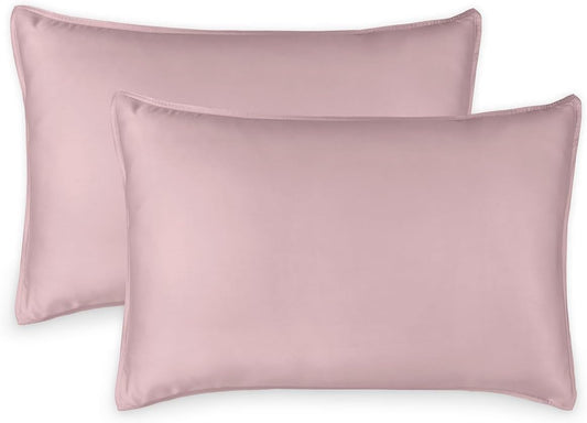 King Pillowcases by Pure Bamboo, Genuine 100% Organic Viscose Derived from Bamboo, Luxuriously Soft & Cooling, Double Stitching, Envelope Closure (2 King Pillowcases, Dusty Pink)