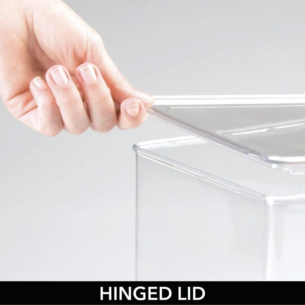 mDesign Plastic Stackable Toy Storage Bin Container Box, Hinge Lid for Organizing Living Room, Play Room, Bedroom, Nursery, Hold Blocks, Puzzles, Books, Lumiere Collection, Clear