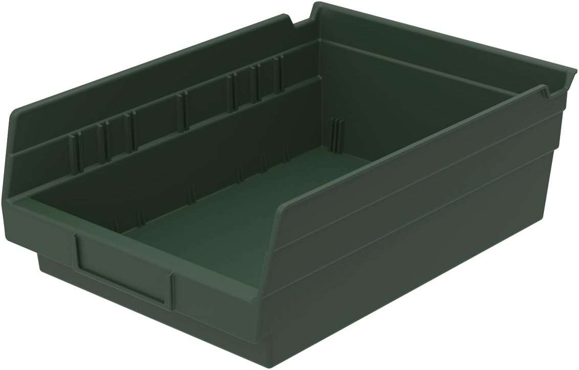 Akro-Mils 30150 12-Inch by 8-Inch by 4-Inch Plastic Nesting Shelf Bin Box, Hunter Green, Case of 12