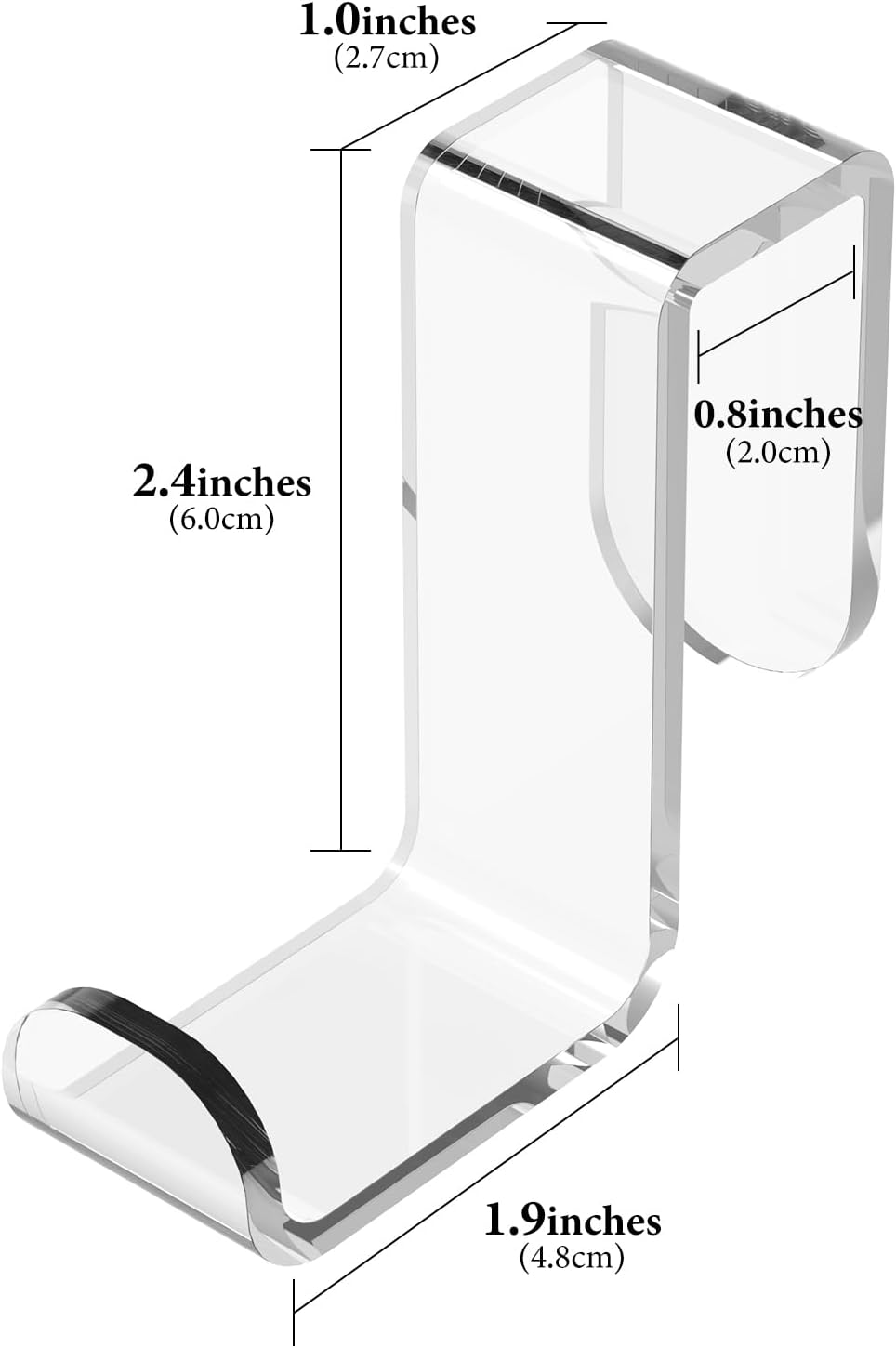 GEEKRIA Acrylic Cubicle Wall Hooks for Headphones, Headphone Hook Holder, Headsets Hanger Compatible with Bose, Sony, Sennheiser, ATH, AKG, JBL, Beats (Clear)