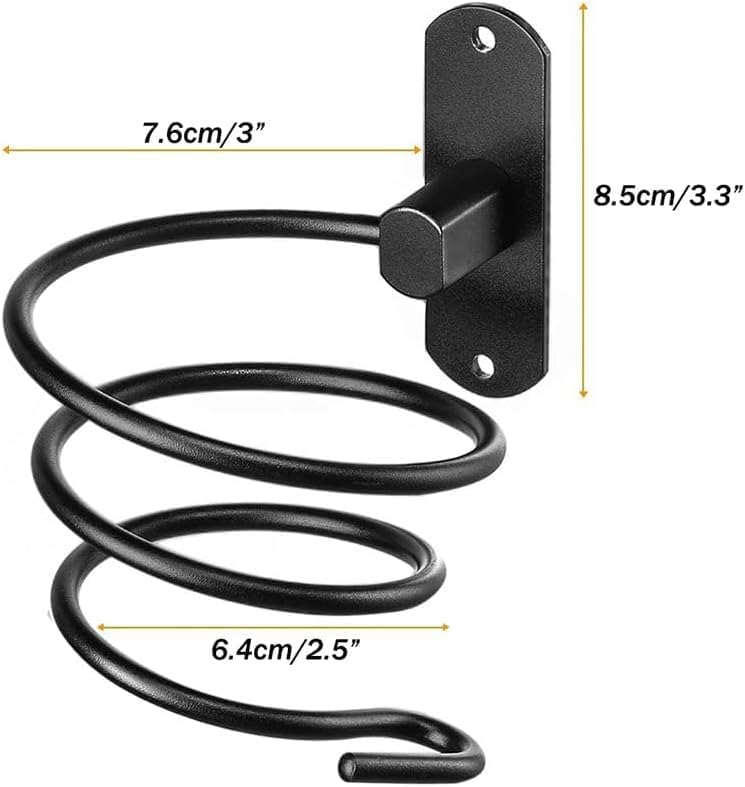 Blow Dryer Holder Wall Mounted Bathroom Hair Dryer Hanger Hair Tool Organizer for Full Size Dryer Swivel Storage Rack with Armrests for Flat Iron Curling Iron Space Saving Design (Black)