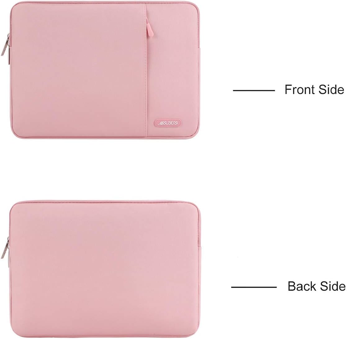 MOSISO Laptop Case 13.3 inch, 13-13.3 inch Laptop Sleeve Compatible with MacBook Air/Pro 13/Pro 14 M5 M4 M3 M2 M1, HP Dell ASUS Lenovo,Polyester Vertical Computer Sleeve Bag with Pocket, Pink