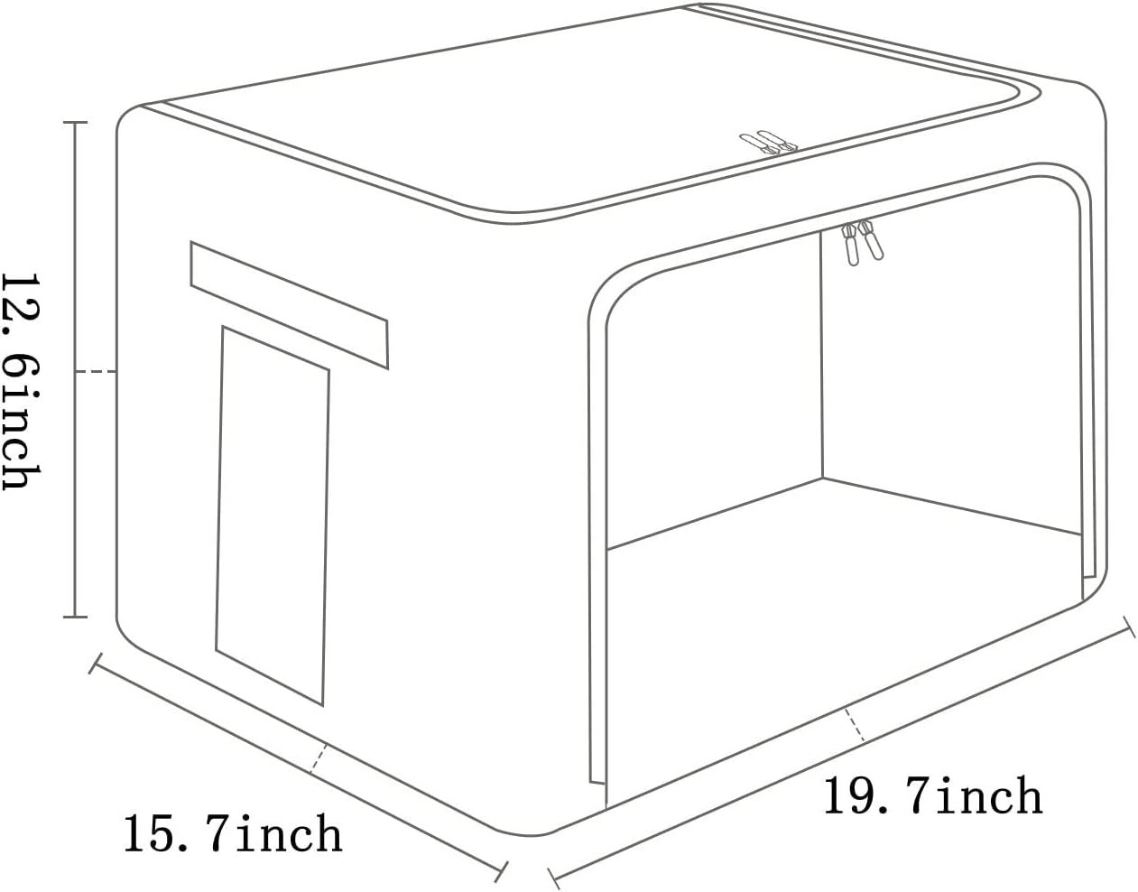 FHSQX 2 Pack Clothes Storage Bins Stackable Metal Frame Storage Box Large Capacity Foldable Linen Fabric Box Organizer with Carrying Handles and Clear Window (Light Gray, 19.7x 15.7x 12.6 Inch)