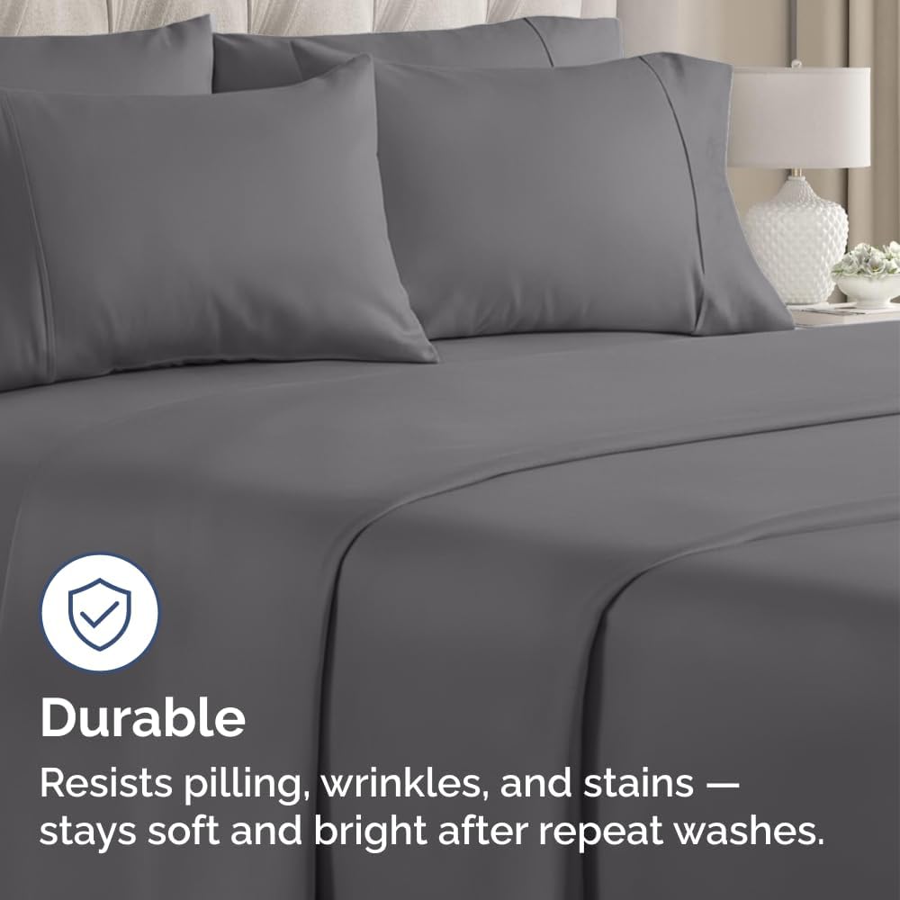 King Pillow Cases - 4 Pack - Super Soft Pillowcase Covers - Envelope Enclosure - Hotel Quality Pillow Protectors - Wrinkle Free, Shrink and Stain Resistant - Machine Washable - 20" x 40" (Dark Grey)