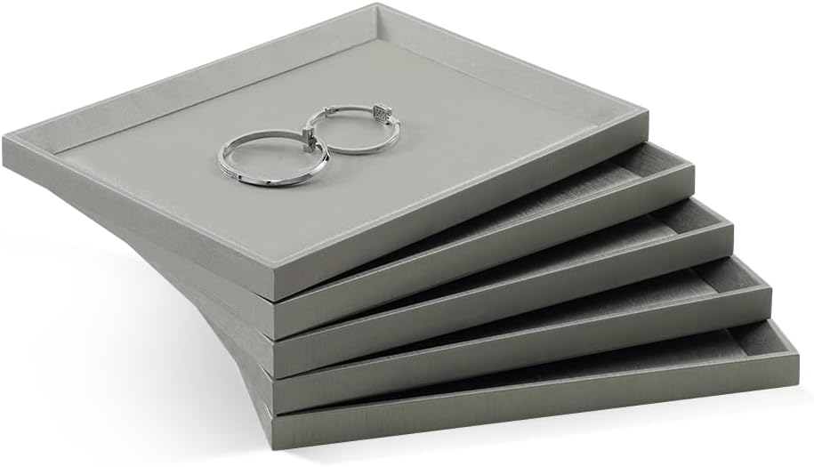 Leather Jewelry Tray, Premium Grey Organizer For Display