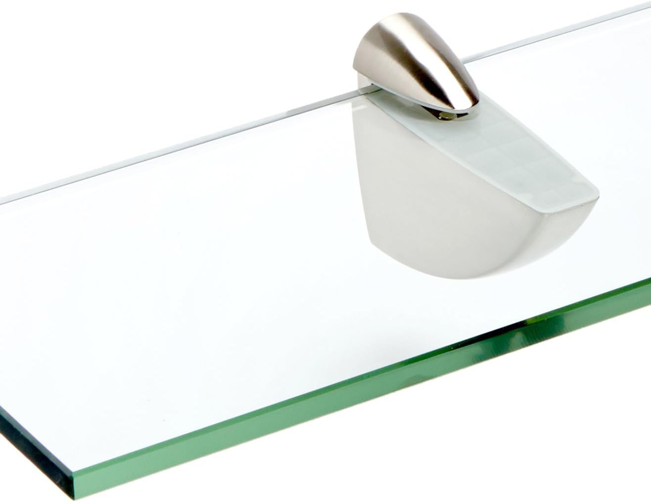 Spancraft Glass O-10x24-Brushed Steel Oriole Glass Shelf, Brushed Steel, 10" x 24"