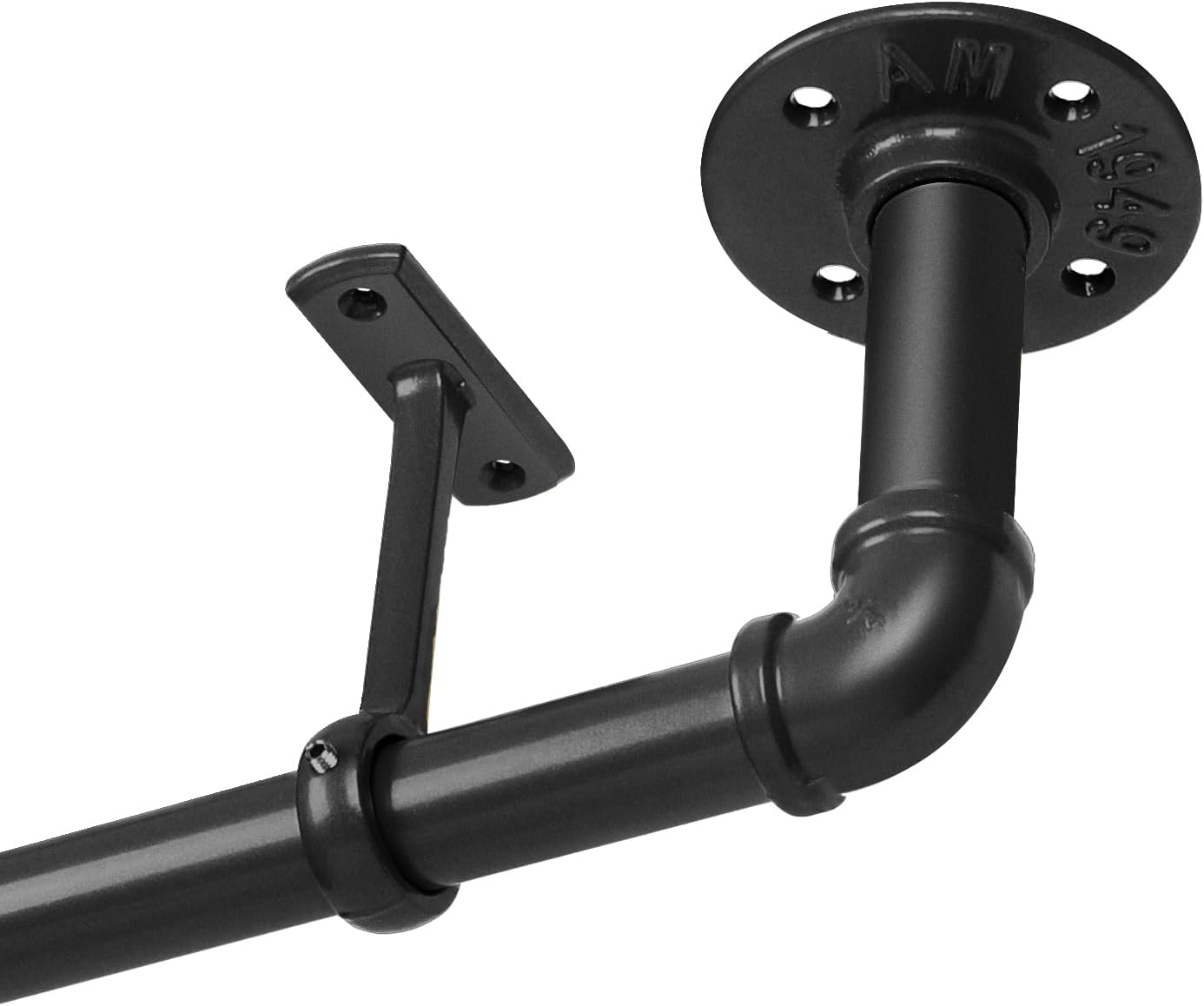 1-Inch Black Curtain Rod - 32 to 86 Inch, Suitable for Windows 48 to 86 Inch, Indoor/Outdoor, Ceiling or Wall Mounted