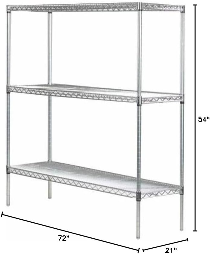 Omega 21" Deep x 72" Wide x 54" High 3 Tier Gray Starter Shelving Unit