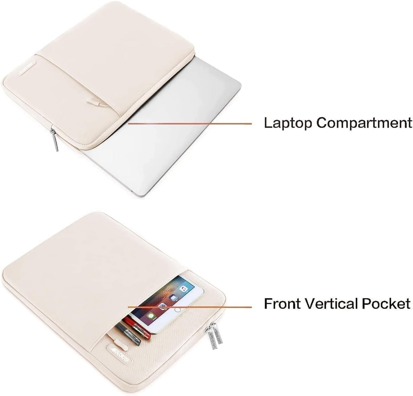 MOSISO Laptop Case 13 inch, 13 inch Laptop Sleeve Compatible with MacBook Air M4 M3 M2 M1 2025-2018 / Pro M2 M1 2025-2016, Polyester Vertical Computer Sleeve Bag with Pocket, Sand