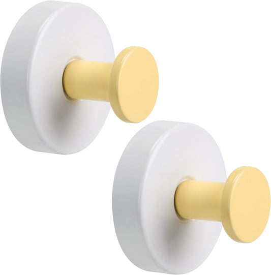 Suction Cup Hooks for Shower No-Drill Bathroom Hooks for Towels, Robes, Loofah Mountable on Bathroom Walls, Kitchen, Glass, Mirrors, Tile and Smooth,Non-Porous Surfaces (2, Lemon Yellow White)